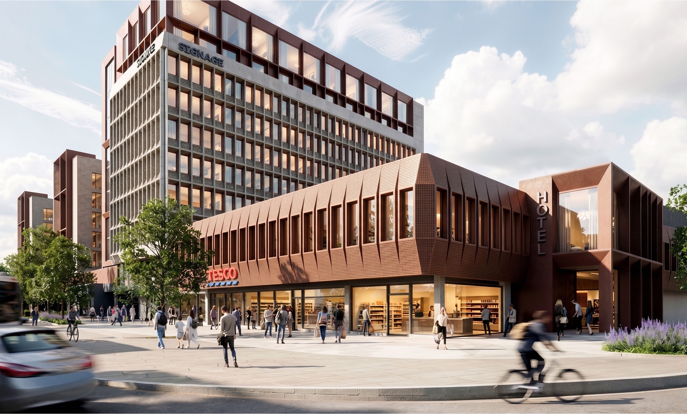 Hotel tower and retail plinth